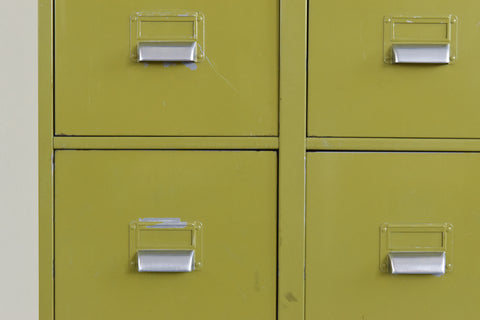 Vintage Green 10 Drawer Metal Filing Cabinet