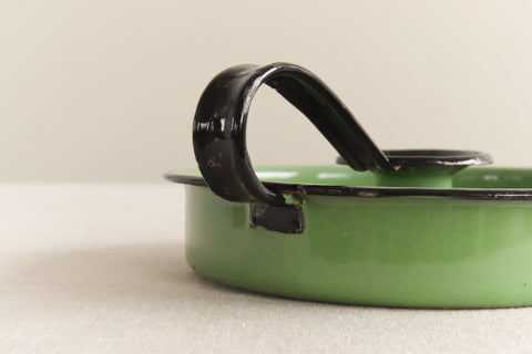 Vintage Rustic Green Enamel Candle Holder