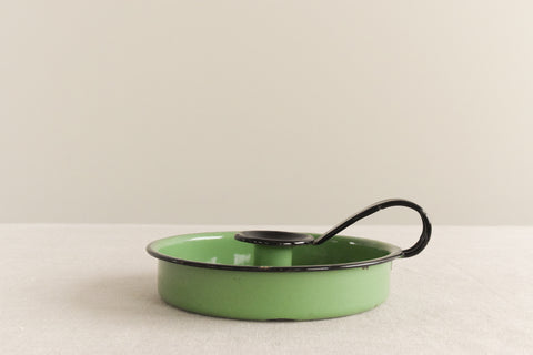 Vintage Rustic Green Enamel Candle Holder