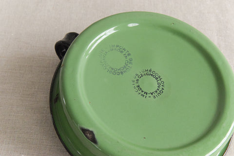 Vintage Rustic Green Enamel Candle Holder