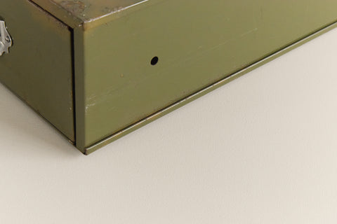Vintage Green Metal Filing Box Single Drawer Veteran Series
