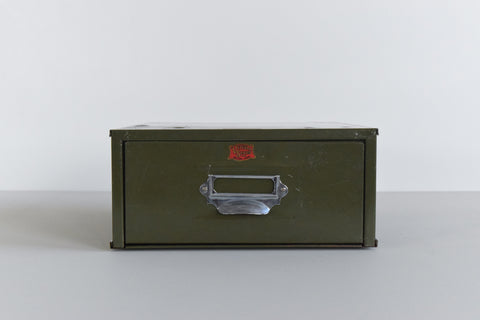 Vintage Green Metal Filing Box Single Drawer Veteran Series