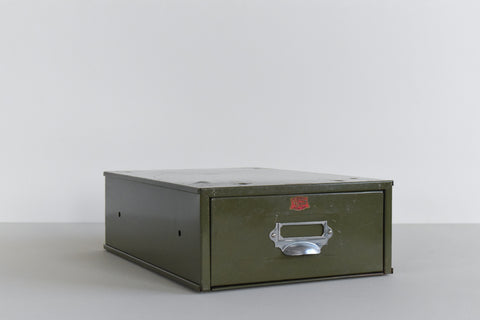 Vintage Green Metal Filing Box Single Drawer Veteran Series