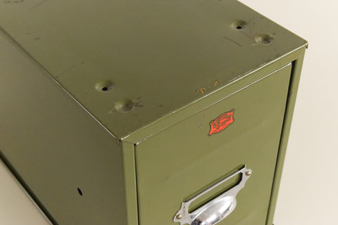 Vintage Green Metal Filing Box Single Drawer Veteran Series