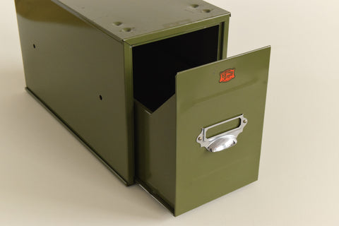 Vintage Green Metal Filing Box Single Drawer Veteran Series