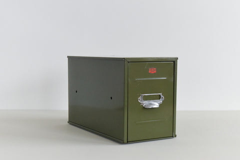 Vintage Green Metal Filing Box Single Drawer Veteran Series