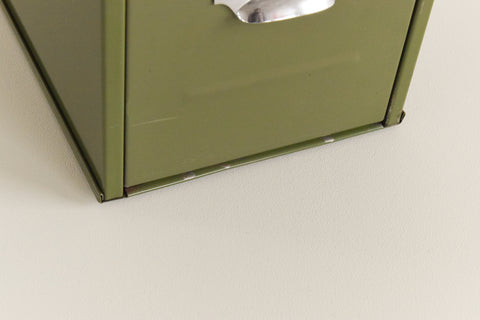 Vintage Green Metal Filing Box Single Drawer Veteran Series