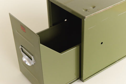 Vintage Green Metal Filing Box Single Drawer Veteran Series