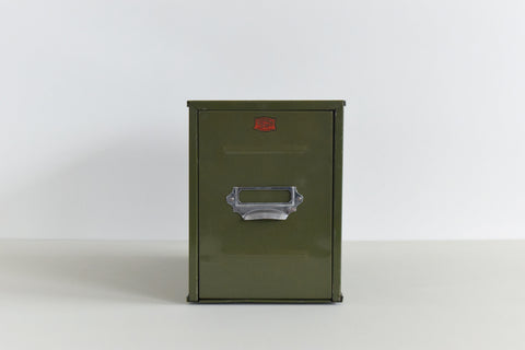Vintage Green Metal Filing Box Single Drawer Veteran Series