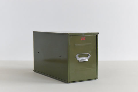 Vintage Green Metal Filing Box Single Drawer Veteran Series
