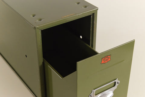 Vintage Green Metal Filing Box Single Drawer Veteran Series