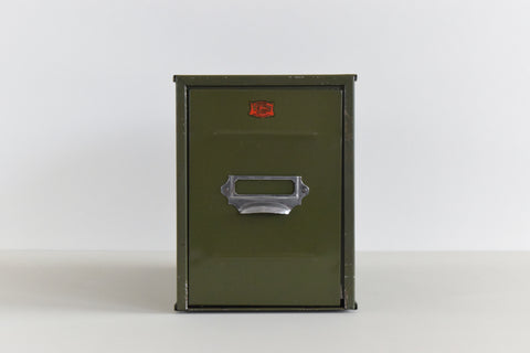 Vintage Green Metal Filing Box Single Drawer Veteran Series