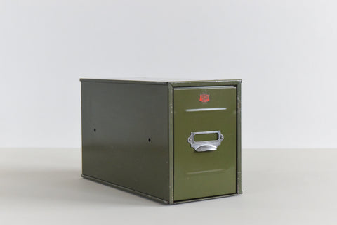 Vintage Green Metal Filing Box Single Drawer Veteran Series
