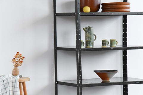 Vintage Green Metal Industrial Shelving