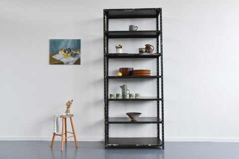 Vintage Green Metal Industrial Shelving
