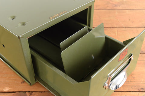 Vintage Green Metal Filing Box Single Drawer Veteran Series