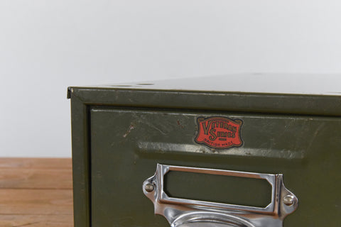 Vintage Green Metal Filing Box Single Drawer Veteran Series