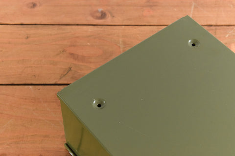 Vintage Green Metal Filing Box Single Drawer Veteran Series
