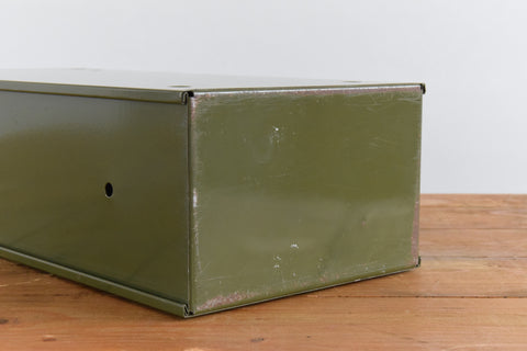 Vintage Green Metal Filing Box Single Drawer Veteran Series