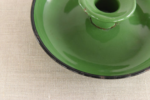 Vintage Rustic Green Enamel Candle Holder
