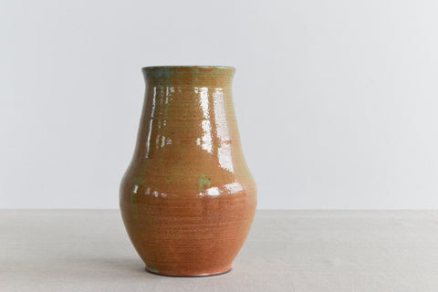 Vintage Green and Beige Scottish Kirkcudbright Studio Pottery Vase by Tom Lochhead