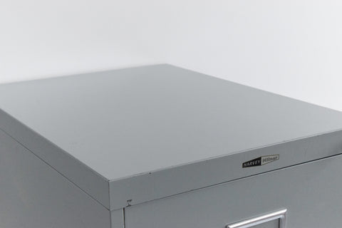 Vintage Grey/Blue Four Drawer Metal Filing Cabinet Manufactured by Harvey Milner