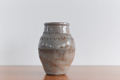 Vintage Grey Glazed Ceramic Studio Pottery Vase