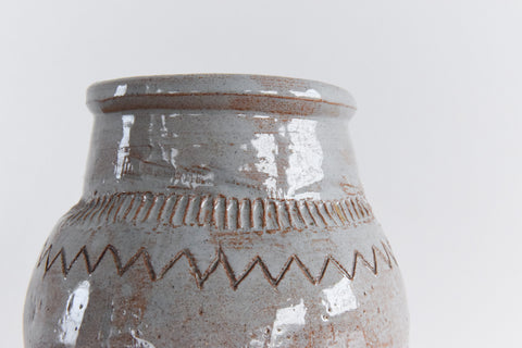 Vintage Grey Glazed Ceramic Studio Pottery Vase