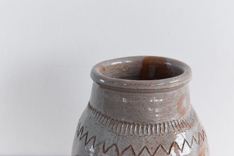 Vintage Grey Glazed Ceramic Studio Pottery Vase