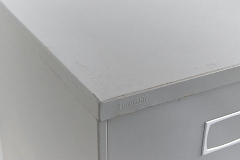 Vintage Grey Three Drawer Metal Filing Cabinet Manufactured by Triumph