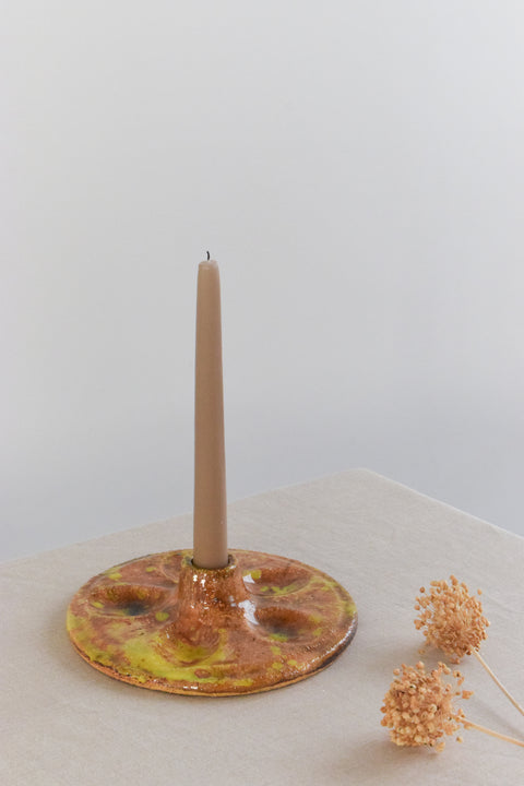 Vintage Hand Made Ceramic Studio Pottery Candle Holder
