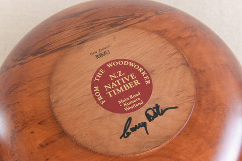 Vintage Handcrafted Rimu Wooden Bowl by Carey Dillon New Zealand