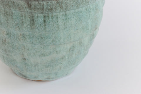 Vintage Handmade Ceramic Mint Green Glazed Plant Pot