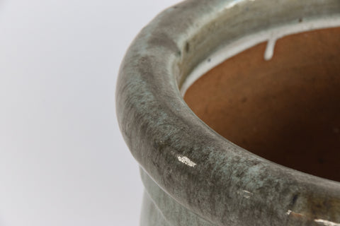 Vintage Handmade Ceramic Mint Green Glazed Plant Pot