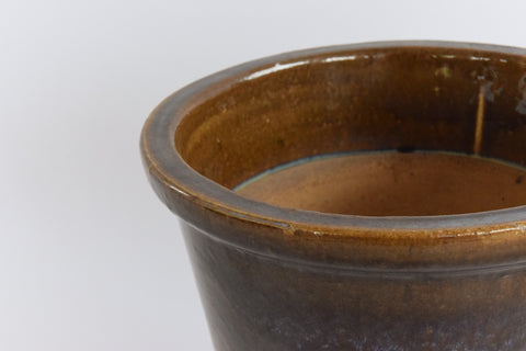Vintage Handmade Ceramic Purple and Brown Glazed Plant Pot