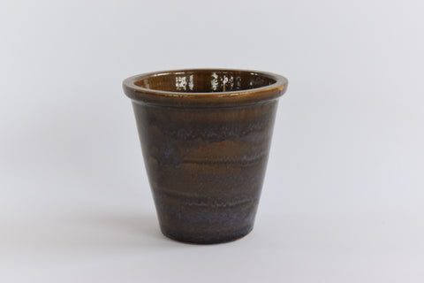 Vintage Handmade Ceramic Purple and Brown Glazed Plant Pot