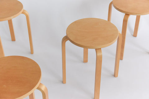 Set of Four 1999 IKEA FROSTA Bent Plywood Stools