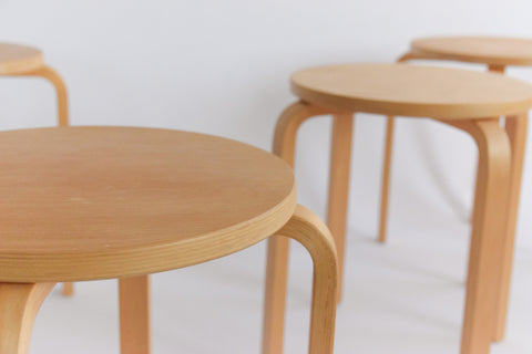 Set of Four 1999 IKEA FROSTA Bent Plywood Stools