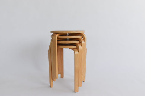 Set of Four 1999 IKEA FROSTA Bent Plywood Stools