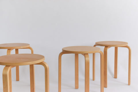 Set of Four 1999 IKEA FROSTA Bent Plywood Stools