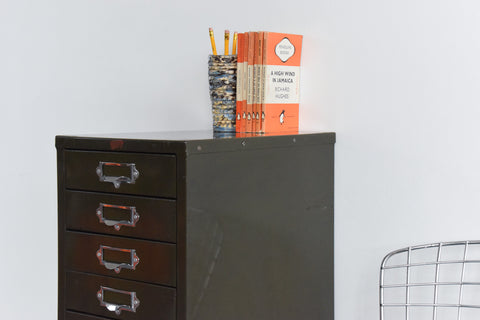Vintage Industrial Green 10 Drawer Metal Filing Cabinet by Howden
