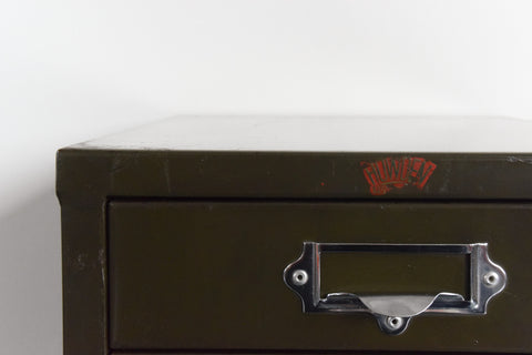 Vintage Industrial Green 10 Drawer Metal Filing Cabinet by Howden
