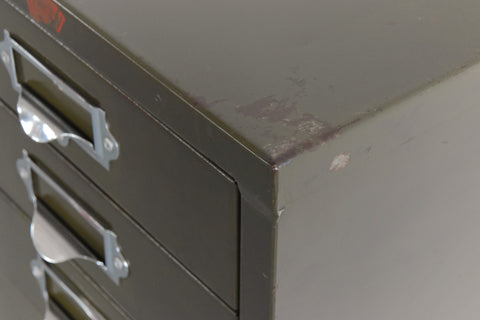 Vintage Industrial Green 10 Drawer Metal Filing Cabinet by Howden