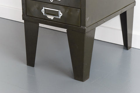 Vintage Industrial Green 10 Drawer Metal Filing Cabinet by Howden
