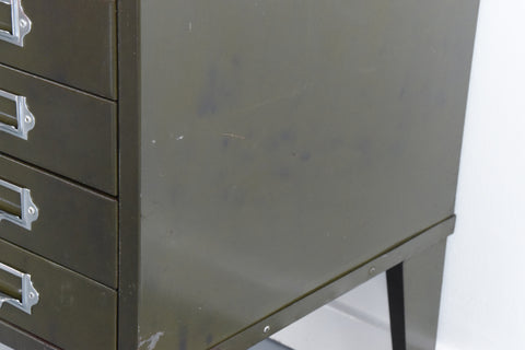 Vintage Industrial Green 10 Drawer Metal Filing Cabinet by Howden