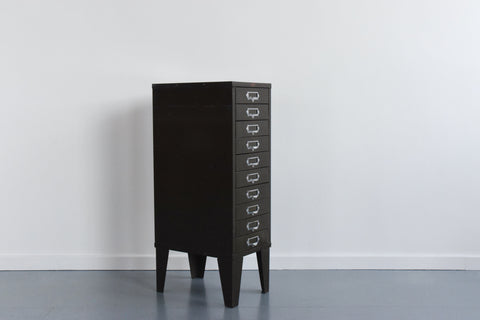Vintage Industrial Green 10 Drawer Metal Filing Cabinet by Howden