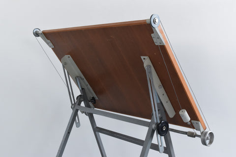 Vintage Industrial Wooden and Metal Framed Architect's Drafting Board by Admel