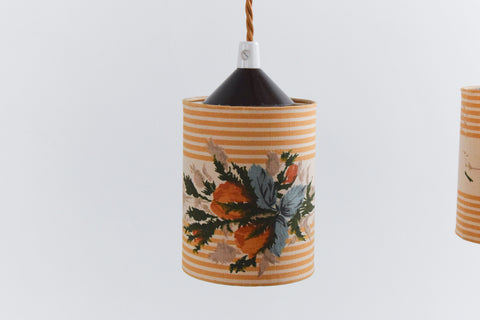 Vintage Kitsch Floral Tri Pendant Chandelier