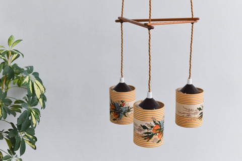 Vintage Kitsch Floral Tri Pendant Chandelier