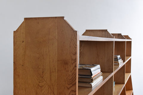 Vintage Large 1950s Double Sided Oak Library Bookcase / Shelves
